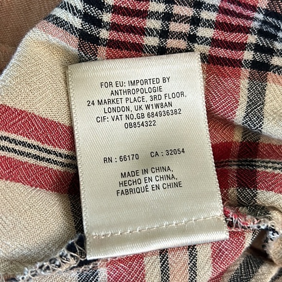 Anthropologie Maeve Priscilla Plaid Print Flutter Sleeve Blouse - M - Picture 13 of 15